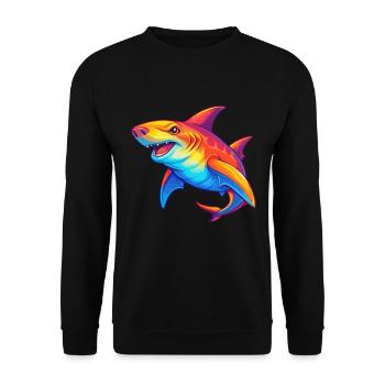 Hammerhead Shark Colorful Kawaii Cartoon Clipart - Unisex Sweatshirt - black - Front - Alina (178cm) & Michal (187cm)