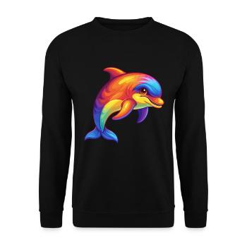 Porpoise Colorful Kawaii Cartoon Sea Animal - Unisex Sweatshirt - black - Front - Alina (178cm) & Michal (187cm)