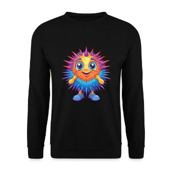 Sea Urchin Colorful Kawaii Cartoon Sea Animal - Unisex Sweatshirt - black - Front - Alina (178cm) & Michal (187cm)