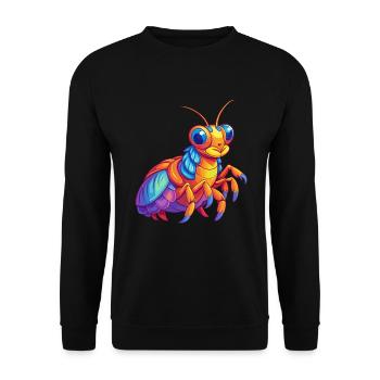 Peacock Mantis Shrimp Colorful Kawaii Cartoon - Unisex Sweatshirt - black - Front - Alina (178cm) & Michal (187cm)