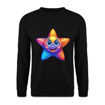Seestern Buntes Kawaii Cartoon Meerestier - Unisex Pullover - Schwarz - Vorne - Alina (178cm) & Michal (187cm)
