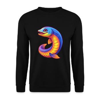 Sea Lamprey Colorful Kawaii Cartoon Sea Animal - Unisex Sweatshirt - black - Front - Alina (178cm) & Michal (187cm)