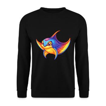 Mantarochen Buntes Kawaii Cartoon Meerestier - Unisex Pullover - Schwarz - Vorne - Alina (178cm) & Michal (187cm)