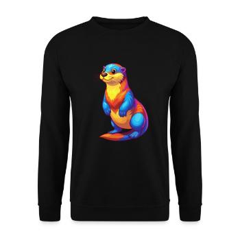 Sea Otter Colorful Kawaii Cartoon Sea Animal - Unisex Sweatshirt - black - Front - Alina (178cm) & Michal (187cm)
