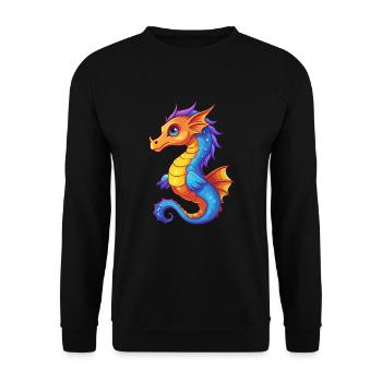 Sea Dragon Colorful Kawaii Cartoon Sea Animal - Unisex Sweatshirt - black - Front - Alina (178cm) & Michal (187cm)