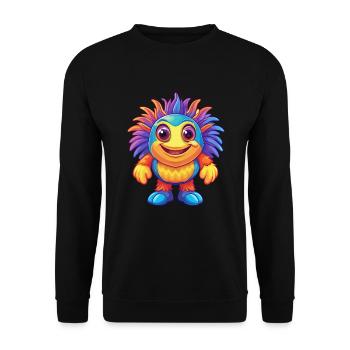 Sea Anemone Colorful Kawaii Cartoon Sea Animal - Unisex Sweatshirt - black - Front - Alina (178cm) & Michal (187cm)
