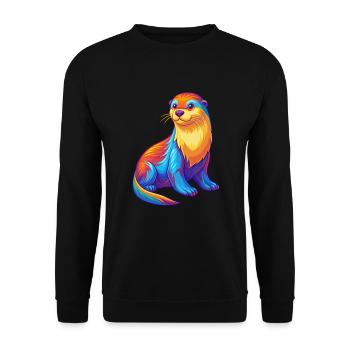 Sea Otter Colorful Kawaii Cartoon Sea Animal - Unisex Sweatshirt - black - Front - Alina (178cm) & Michal (187cm)