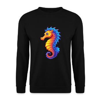 Seepferdchen Buntes Kawaii Cartoon Meerestier - Unisex Pullover - Schwarz - Vorne - Alina (178cm) & Michal (187cm)