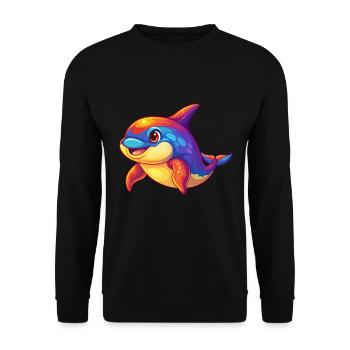 Orca Colorful Kawaii Cartoon Sea Animal - Unisex Sweatshirt - black - Front - Alina (178cm) & Michal (187cm)