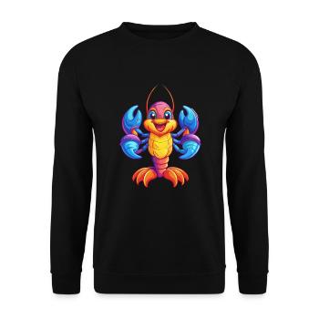 homard coloré kawaii dessin animé animal marin - Sweat-shirt Unisexe - noir - Devant - Alina (178cm) & Michal (187cm)