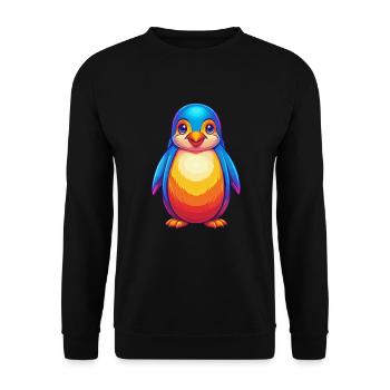 Penguin Colorful Kawaii Cartoon Sea Animal - Unisex Sweatshirt - black - Front - Alina (178cm) & Michal (187cm)
