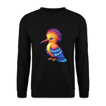 Huppe fasciée coloré Kawaii personnage de dessin animé oiseau - Sweat-shirt Unisexe - noir - Devant - Alina (178cm) & Michal (187cm)
