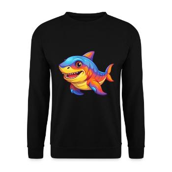 Cookiecutter Shark Colorful Kawaii Cartoon Clipart - Unisex Sweatshirt - black - Front - Alina (178cm) & Michal (187cm)
