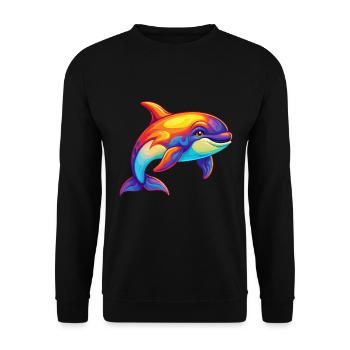 Orca Buntes Kawaii Cartoon Meerestier - Unisex Pullover - Schwarz - Vorne - Alina (178cm) & Michal (187cm)