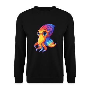 Bobtail Squid Colorful Kawaii Cartoon Sea Animal - Unisex Sweatshirt - black - Front - Alina (178cm) & Michal (187cm)