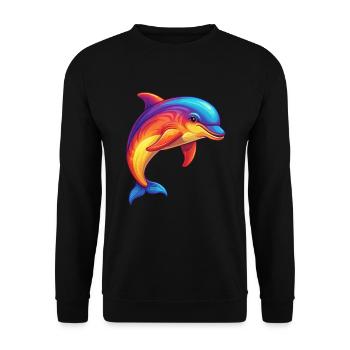 Bottlenose Dolphin Colorful Kawaii Cartoon Clipart - Unisex Sweatshirt - black - Front - Alina (178cm) & Michal (187cm)