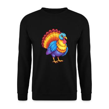 Turkey Colorful Kawaii Cartoon Character Bird - Unisex Sweatshirt - black - Front - Alina (178cm) & Michal (187cm)