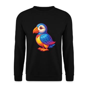 Macareux coloré Kawaii personnage de dessin animé oiseau - Sweat-shirt Unisexe - noir - Devant - Alina (178cm) & Michal (187cm)