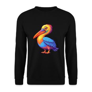 Pélican coloré Kawaii dessin animé Personnage Oiseau - Sweat-shirt Unisexe - noir - Devant - Alina (178cm) & Michal (187cm)