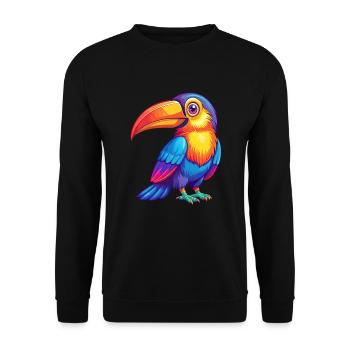 Toucan Colorful Kawaii Cartoon Character Bird - Unisex Sweatshirt - black - Front - Alina (178cm) & Michal (187cm)