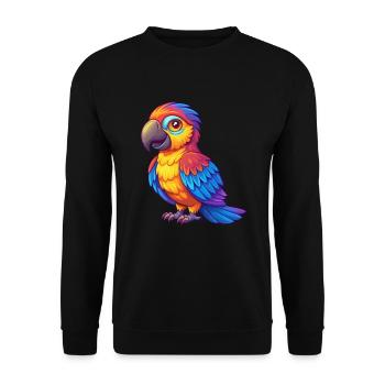 Parrot Colorful Kawaii Cartoon Character Bird - Unisex Sweatshirt - black - Front - Alina (178cm) & Michal (187cm)