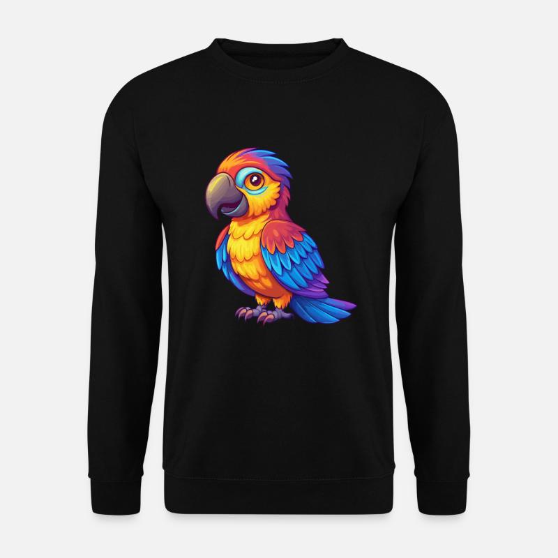 Papagei Bunte Kawaii Cartoon Figur Vogel - Unisex Pullover - Schwarz