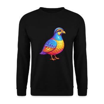 perdrix coloré Kawaii dessin animé Personnage oiseau - Sweat-shirt Unisexe - noir - Devant - Alina (178cm) & Michal (187cm)