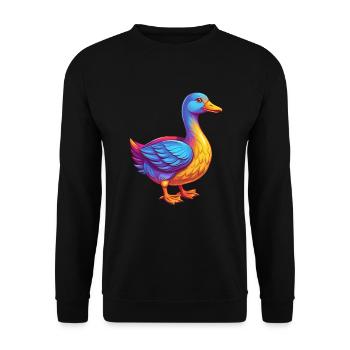 Goose Colorful Kawaii Cartoon Character Bird - Unisex Sweatshirt - black - Front - Alina (178cm) & Michal (187cm)