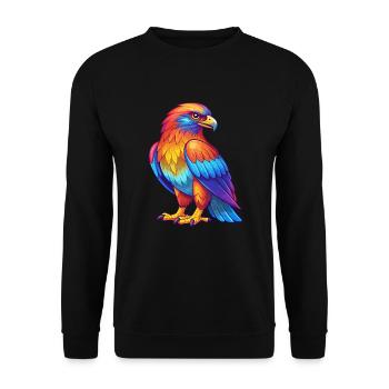 Hawk Colorful Kawaii Cartoon Character Bird - Unisex Sweatshirt - black - Front - Alina (178cm) & Michal (187cm)
