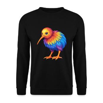 Kiwi oiseau Coloré Kawaii Dessin animé Personnage Oiseau - Sweat-shirt Unisexe - noir - Devant - Alina (178cm) & Michal (187cm)