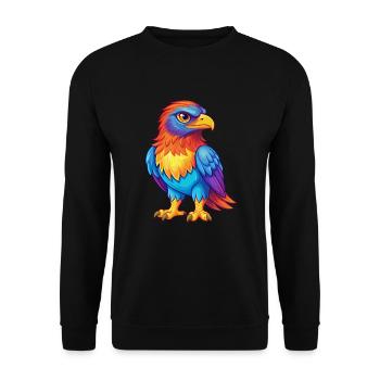 Falcon Colorful Kawaii Cartoon Character Bird - Unisex Sweatshirt - black - Front - Alina (178cm) & Michal (187cm)