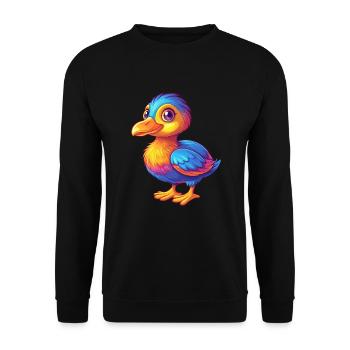 Coot Colorful Kawaii Cartoon Character Bird - Unisex Sweatshirt - black - Front - Alina (178cm) & Michal (187cm)