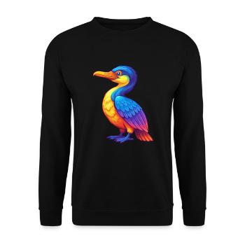 Cormoran coloré Kawaii personnage de dessin animé oiseau - Sweat-shirt Unisexe - noir - Devant - Alina (178cm) & Michal (187cm)