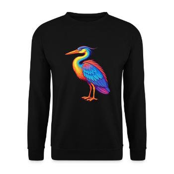 Great Blue Heron Colorful Kawaii Cartoon Bird - Unisex Sweatshirt - black - Front - Alina (178cm) & Michal (187cm)