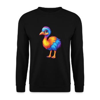 émeu coloré kawaii dessin animé personnage oiseau - Sweat-shirt Unisexe - noir - Devant - Alina (178cm) & Michal (187cm)