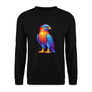 Falcon Colorful Kawaii Cartoon Character Bird - Unisex Sweatshirt - black - Front - Alina (178cm) & Michal (187cm)