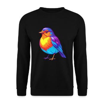 Amerikanischer Robin Bunte Kawaii Zeichentrickfigur - Unisex Pullover - Schwarz - Vorne - Alina (178cm) & Michal (187cm)