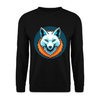 Polarfuchs Niedliches Kawaii Cartoon Tier Haustier Logo - Unisex Pullover - Schwarz - Vorne - Alina (178cm) & Michal (187cm)
