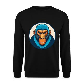 Babouin mignon kawaii dessin animé Clipart Animal Animal Pet Logo - Sweat-shirt Unisexe - noir - Devant - Alina (178cm) & Michal (187cm)