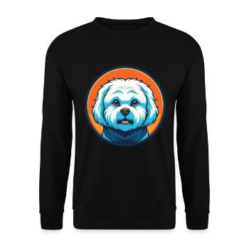 Bichon Frise Hund Niedliches Kawaii Cartoon Tier Logo - Unisex Pullover - Schwarz - Vorne - Alina (178cm) & Michal (187cm)