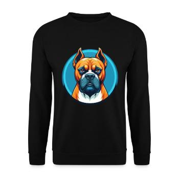 Boxer Hund Niedliches Kawaii Cartoon Tier Haustier Logo - Unisex Pullover - Schwarz - Vorne - Alina (178cm) & Michal (187cm)