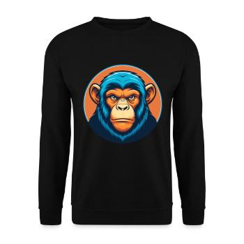 Chimpanzé mignon Kawaii dessin animé Animal Animal Logo - Sweat-shirt Unisexe - noir - Devant - Alina (178cm) & Michal (187cm)