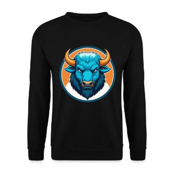 Bison Cute Kawaii Cartoon Clipart Animal Pet Logo - Unisex Sweatshirt - black - Front - Alina (178cm) & Michal (187cm)