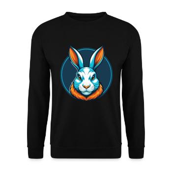 Lapin mignon kawaii dessin animé Clipart Animal Animal Pet Logo - Sweat-shirt Unisexe - noir - Devant - Alina (178cm) & Michal (187cm)