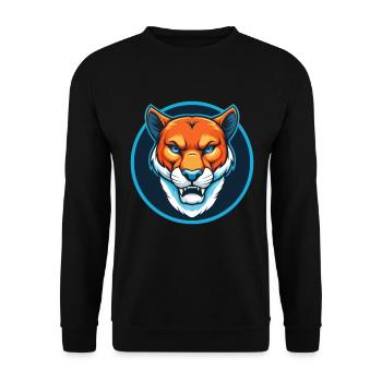 Cougar Cute Kawaii Cartoon Clipart Animal Pet Logo - Unisex Sweatshirt - black - Front - Alina (178cm) & Michal (187cm)