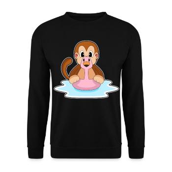 Affe Flamingo - Unisex Pullover - Schwarz - Vorne - Alina (178cm) & Michal (187cm)