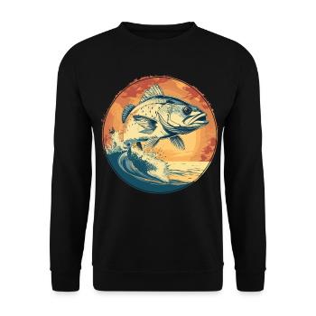 Fish Illustration - Unisex Sweatshirt - black - Front - Alina (178cm) & Michal (187cm)