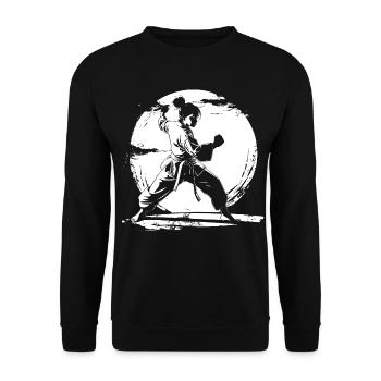 Karate Mädchen Zeichnung - Unisex Pullover - Schwarz - Vorne - Alina (178cm) & Michal (187cm)