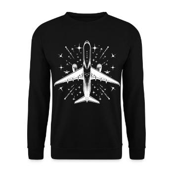 Flugzeug - Unisex Pullover - Schwarz - Vorne - Alina (178cm) & Michal (187cm)