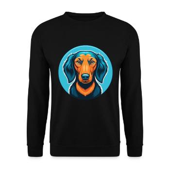 Dackel Hund Niedlich Kawaii Cartoon Tier Haustier Logo - Unisex Pullover - Schwarz - Vorne - Alina (178cm) & Michal (187cm)